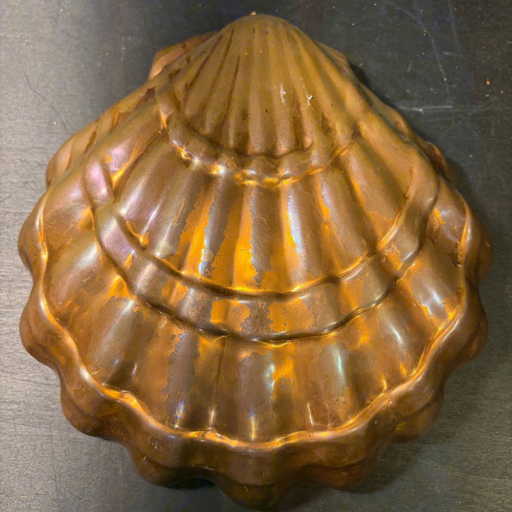 Vintage Copper Seashell Scalloped Cake Gelatin Mold Wall Decor 10.5 Inch